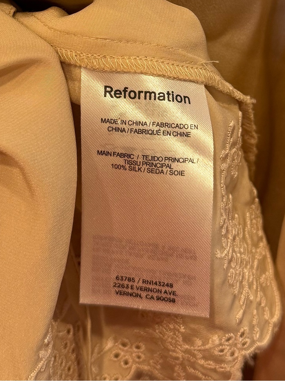 Reformation x Kacey Musgraves Lillie Eyelet Champagne Silk Blouse Small - Picture 9 of 9